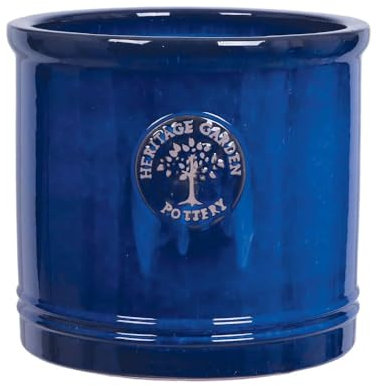 Woodlodge 38cm Blue Glazed Heritage Cylinder Pot