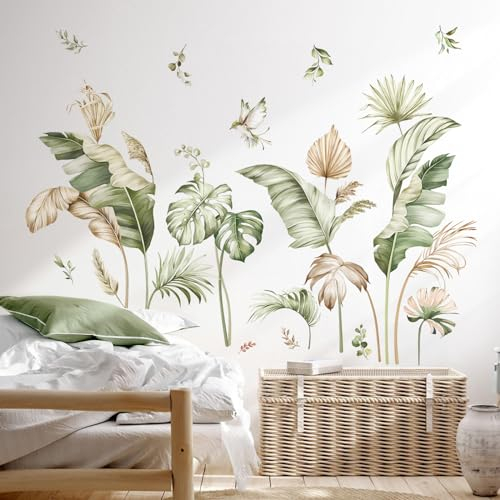 decalmile Pegatinas de Pared Boho Plantas Tropicales Vinilos Decorativos Palmera Hojas Verde Adhesivos Pared Salón Dormitorio Oficina