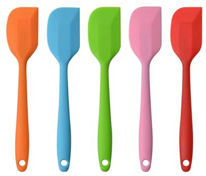 5 pezzi Raschietto per pasta in silicone, resistente al calore fino a 500°F Raschietto in silicone con anima in metallo per cucinare e cuocere - Gadget da cucina per uso domestico