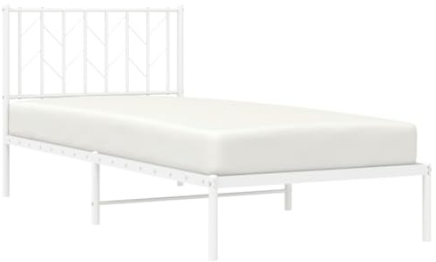vidaXL Bettgestell mit Kopfteil Metall Weiß 90x200 cm