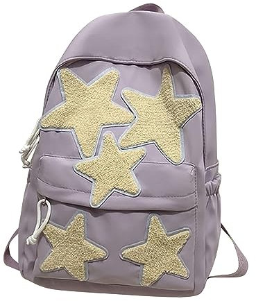 Generic Bride Backpack Japanese Cute Girl Small Self Made Five Pointed Star Backpack Omnibus College Student Schoolbag Female High School Backpack (Purple, One Size)