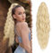 FESHFEN Lange Zopf Pferdeschwanz Haarextension mit kordelzug Lang Wellig Lockig Platinblond Synthetik Haarverlängerung Natürliches Clip in Haarteil Ponytail Kunsthaar Haarzopf für Damen 65cm