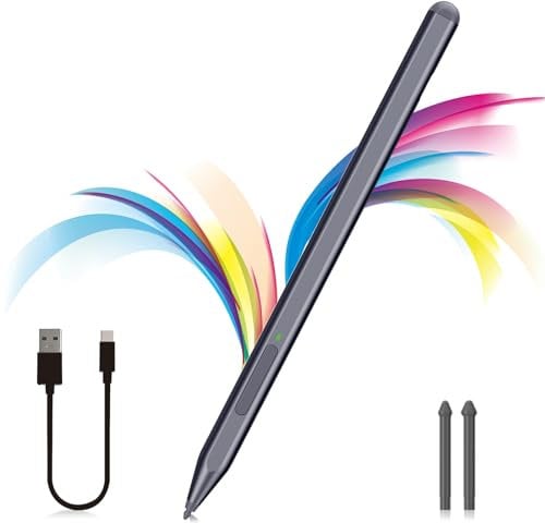 Stylus Pen for Microsoft Surface Pro11/10/9/8/X/7+/6/5/4/3/Surface 3, Surface Go 3/2/1, Surface Laptop/Studio/Book 4/3/2/1 with Eraser Side Button,Palm Rejection,Tilt Function,1024 Pressure (Grey)