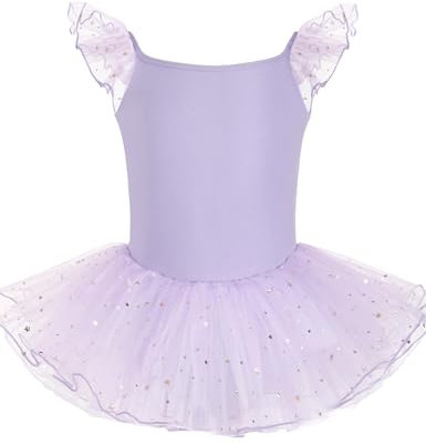 HIPPOSEUS Niña Tutu Vestidos de Ballet Maillot de Danza Gimnasia Leotardo Body Clásico para Niñas Body Traje de Baile,Y04-Lentejuelas Morado,4-5 Años