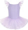 HIPPOSEUS Ragazza Vestito da Balletto Tutu Body Danza Bambina Classica Balletto con Paillettes Abito Manica Corta,Y-04WDM-viola, 5 anni