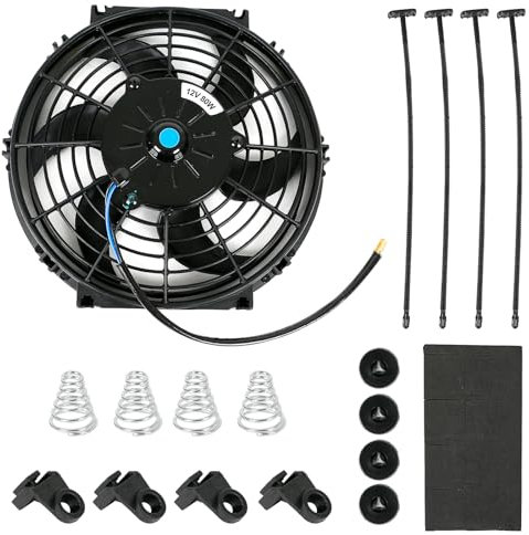 Ventilateur de radiateur universel 12 V 80 W - 10 - En ABS - Avec kit de montage pour tout le compartiment moteur - Système d'huile