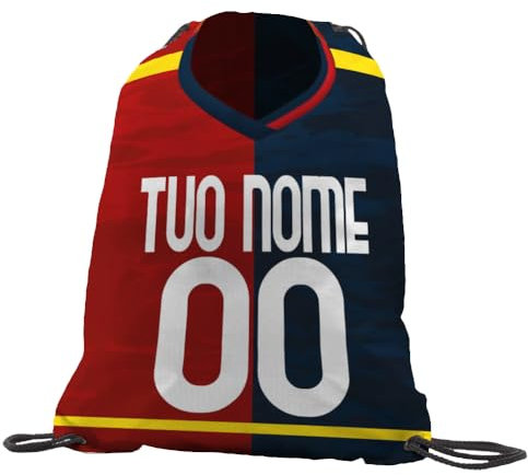 quickgadget Sacca Ginnastica GYMBACK Sport 2024 per Tifoso Genoa - Sacchetto Sportivo Calcio Fashion Borsa, Piscina, Zaino,portascarpe Scuola, Uomo Donna Bambino, Personalizzato con Nome e Numero