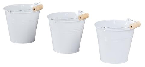 levandeo 3er Set Pflanztopf Metall H10cm Weiß Kräutertopf Mini Eimer Verzinkt Blumentopf Gartendeko