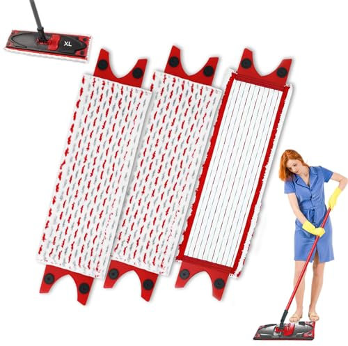 3 Pièces pour Vileda UltraMax XL Balai Serpillère Tissu de Recharge Microfibre Kit,51x14cm pour Vileda Ultramat XL Recharge Lavable Lavette, pour Efficace Nettoyage des Sols