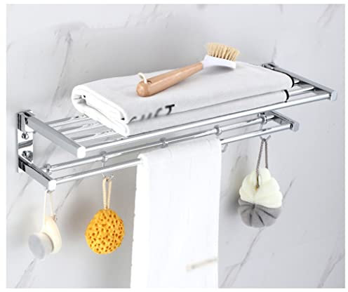 Porte Serviette Mural Salle de Bain Porte-serviettes pliable Toutes les serviettes de cuivre avec 5 crochets porte-serviettes murale murale porte-serviettes Double serviette Tablette de toilette acces