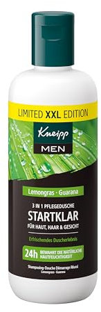 Kneipp MEN XXL Duschgel 3 in 1 Startklar - Lemongras und Guarana - Männerpflege mit Naturkompetenz - 400ml