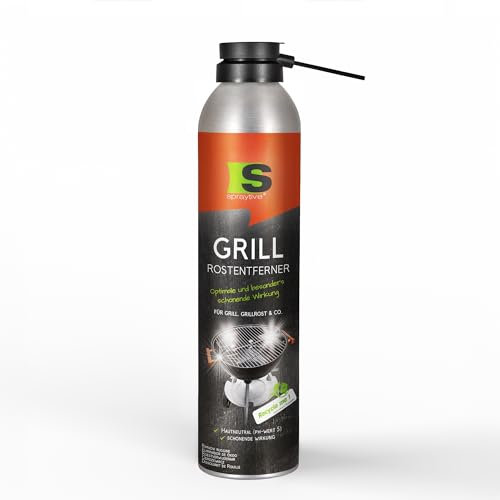 Spraytive 1 x 300ml Grill-Rostentferner – 2in1 Rostlöser-Spray mit Langzeitrostschutz für Grillrost & BBQ – entfernt Rost, pH-hautneutraler, materialschonender Grillrostreiniger - Made in Germany