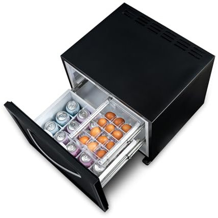Techomey 12V Drawer Fridge, 50L, 12V Fridge for Campervan, Home, Caravan, Van, Camper, Motorhome, 12V/240V, 0℃-15℃, Five Temperature Control Levels
