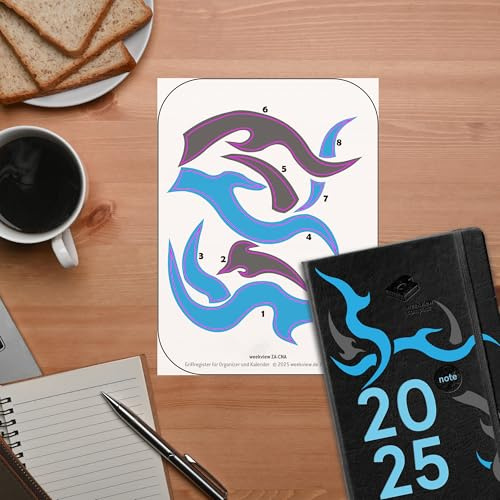 weekview TribalCover Sticker Set – 2x Aufkleber Tribal Design – für A5 & A6 Kalender, Notizbücher, Laptops u.v.m. – Selbstklebend – Auswahl: Blau oder Gelb – Kreativ & individuell gestalten (blau)