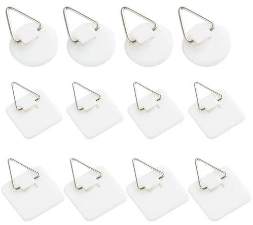 12pcs Wall Hangers for Decorative Plates and Frames, No Nails Required, Various Shapes and Sizes Included