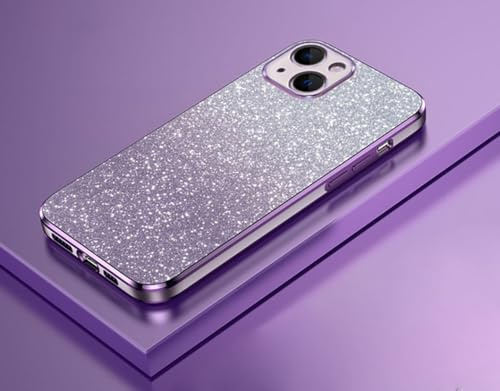 Compatible with iphone 17 Electroplated Transparent TPU + Glitter Paper Soft Phone Case