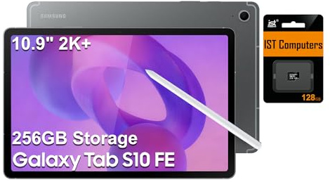 SAMSUNG Galaxy Tab S10 FE AI Android Tablet (10.9 2K+ 90Hz Touchscreen, 8-Core, 8GB RAM, 256GB Storage (128GB+128GB SD Card)), S Pen, 20-Hr Long Battery Life, 13MP+12MP Cameras, Lightweight, SM-X520