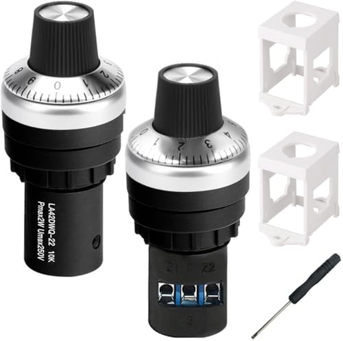 DAOKAI 22 mm 10 K Regler Drehpotentiometer,Variable Geschwindigkeit Antrieb Potentiometer Schalter, Topf Wechselrichter Widerstand für VSD VFD Antrieb– 2 Stück