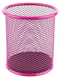 D.RECT KOMO Stiftehalter Schreibtisch-Organizer Metall-Mesh Rund | Stabile Stiftebox für Büro und Home Office | Höhe 98mm, Ø 91mm, Rosa