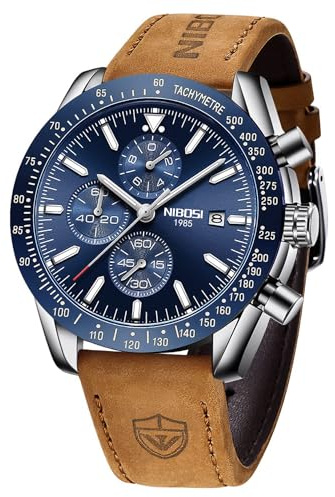 NIBOSI Orologi da uomo analogico al quarzo cronografo impermeabile data luminosa oro rosa argento orologio da polso uomo moda casual orologi per uomini classico elegante regalo in pelle oro nero