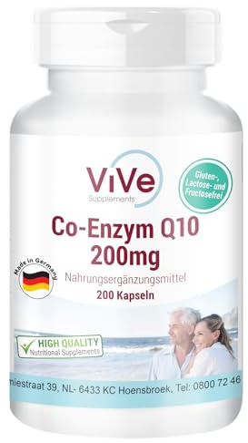 Co-Enzym Q10 200mg - 200 Kapseln - 200mg pro Kapsel - Hochdosiert - Ubichinon - Qualität aus Deutschland - ViVe Supplements