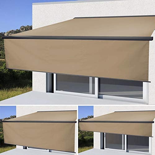 Mendler Elektrische Markise T124AM 5x3m - Polyester Creme, anthrazit | Vollkassetten-Markise, ausfahrbarer Volant