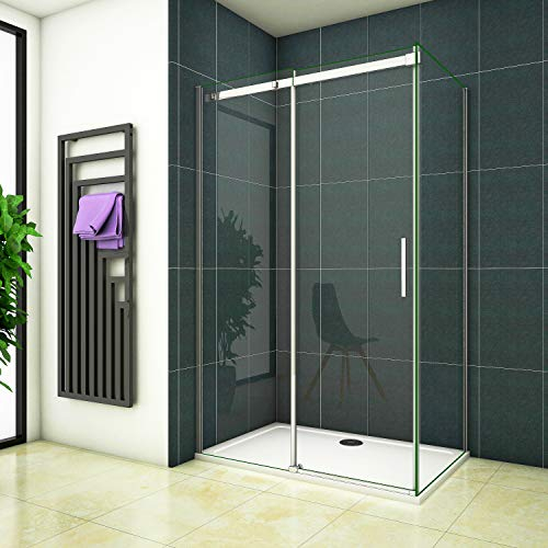 AICA 100x195 Dusche Duschabtrennung Duschkabine 6mm Klarglas ohne Duschtasse mit Seitewand 70cm