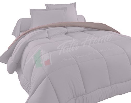 Tata Home Judit Trapunta Tinta Unita Duble Face Invernale Imbottita 350 gr/mq 100% Morbida Microfibra di Poliestere Misura 2 Piazze Letto Matrimoniale 260x260 cm Colore Grigio Chiaro Grigio Scuro