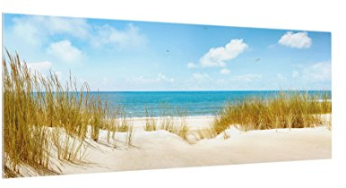 Bilderwelten Glass Splashback - Beach On The North Sea - Panoramic, Backsplash Cooker Splashback Protector Panel Decorative Splashback Panel, Dimension HxW: 40cm x 100cm