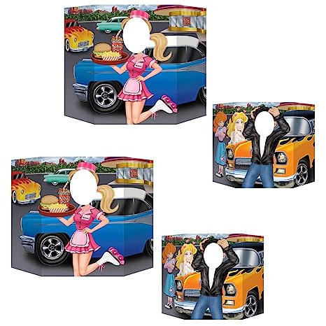 Beistle S57852AZ2 Car Hop/Greaser Photo Prop 2 Piece, Cardstock, Multi Color
