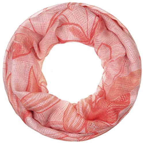 Faera Damen Schal Tropische Flora weich und leicht Loopschal Rundschal in verschiedenen Farben, SCHAL Farbe:Rosé