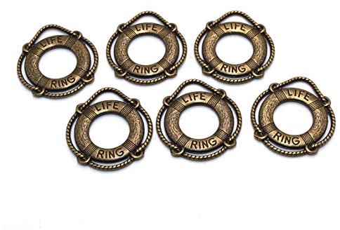 Vintageparts Anhänger als Rettungsring in antik bronzefarben 6 Stück zum Schmuck selber basteln