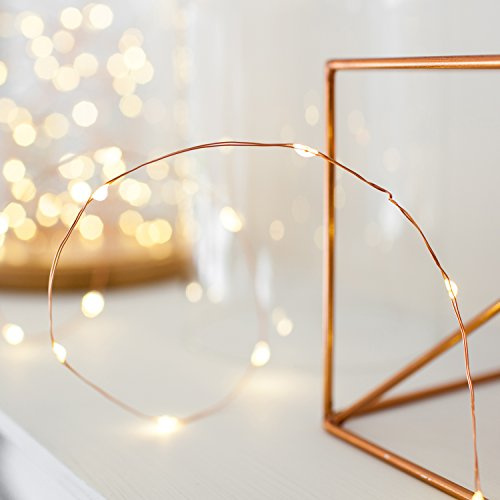 Lights4fun Set of 12 Battery Operated Fairy Lights with 20 Micro Warm White LEDs on Copper Wire