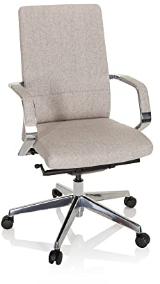 hjh OFFICE 601007 Profi Bürostuhl BESSONA Stoff Beige Designer Drehstuhl mit Armlehnen, Sitztiefe verstellbar, ergonomisch
