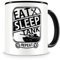 Samunshi® Panzer Tasse mit Spruch Eat Sleep Tank Repeat Geschenk für Panzer Fans Kaffeetasse groß Lustige Tassen zum Geburtstag schwarz 300ml