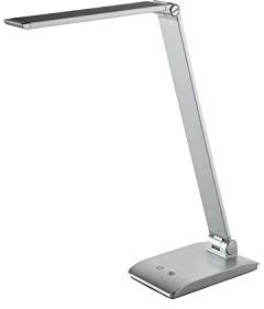 Alco-Albert 924-28 - Schreibtischlampe LED mit Standfuß, in 3 Stufen dimmbar, silber, 24+24 LEDs, 7W