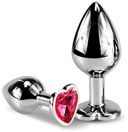 Small Large 2 x Anal Butt Plugs (Diameter 27 mm, Diameter 35 mm), Sex Toy for Women, Men, Metal Anal Plug with Crystal Plug, Beginner, Woman Set