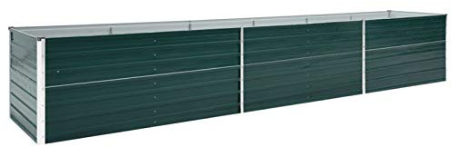 Tidyard Arriate de Jardín Jardinera Madera Exterior Macetero Jardín de Acero Galvanizado Verde 480x80x45 cm