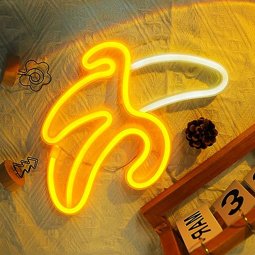 ENUOLI Banana Neon Signs LED Neon Light Neon Night Light mit USB oder batteriebetriebenem Neon Wandlicht für LED Neon Sign Banana Neon Light Lampen für Schlafzimmer Home Partys Decor