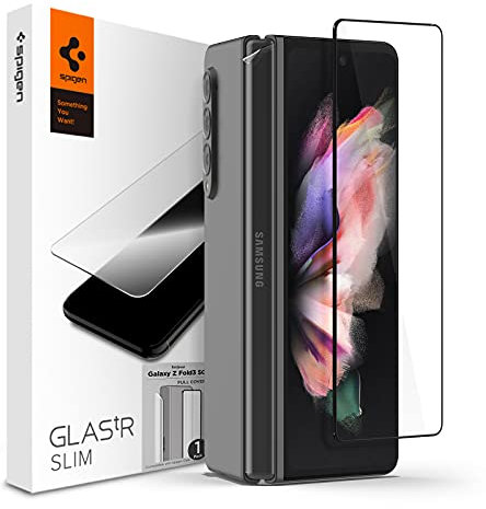 Spigen Verre Trempé Compatible avec Samsung Galaxy Z Fold 3, Couverture complète, et Protecteur de charnière, Résistant aux Rayures, Protection écran