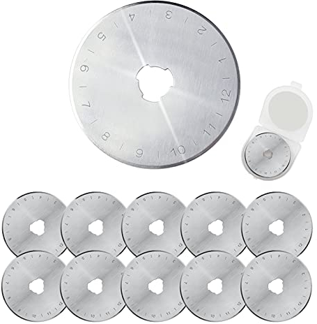 10 Stück Quanerba Ersatzklingen für Rollschneider 45mm - SKS-7 Wolfram Stahl Rundklingen für Stoffschneider Rundklingen-Cutter