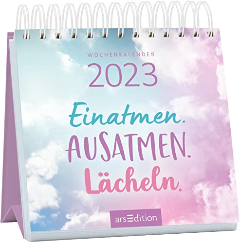 Mini-Wochenkalender Einatmen. Ausatmen. Lächeln. 2023: Kleiner Tischkalender voller Inspirationen für mehr Entschleunigung und Freude