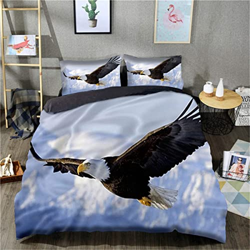 TXZSTGB 3D-gedruckte Bettwäsche, Bettbezug, Adler-Bettbezug, geeignet für Bettdecken für Teenager und Erwachsene (Einzelgröße 135 x 200 cm, 1 Bettbezug + 1 Kissenbezug).