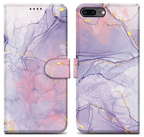 Cadorabo Hülle kompatibel mit Apple iPhone 7 Plus / 7S Plus / 8 Plus Handyhülle ausim Muster Design Kunst Leder Flip Klappbare Magnetische Case Hülle für iPhone 7 Plus / 7S Plus / 8 Plus in Lila