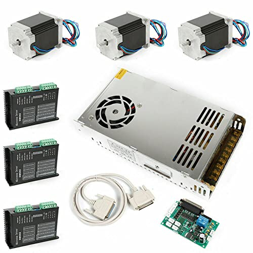 3 Achse Nema23 CNC Schrittmotore Router Kit 3Nm Nema 4.2A & Stepper Motor Driver Zubehör für CNC-Werkzeugmaschinen Schrittmotor 270oz-in 3A+Treiber DM542A 4.2A CNC Steuerung Kit