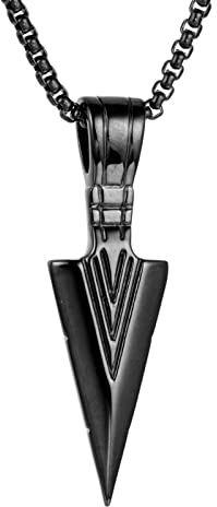 HCMA Männer Vintage Speerspitze Anhänger Halskette Punk Titan Stahl Bestimmung von Spirit Tribal Adventures Männlicher Schmuck