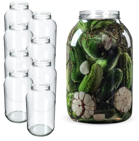 KADAX Glass Jars 4 L, Large Jars with Wide Mouth for Preserving, Pickling and Fermenting, Storage Jars for Pickles and Sauerkraut (Set of 8, Without Lids)