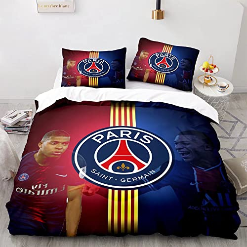 WINUO - Fußballstars in Paris Bettwäsche Set 135x200cm Mikrofaser - 3D Digital Print Bettwäsche und 1 Kissenbezug 80x80cm
