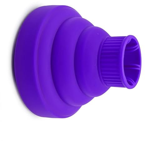 Hair Dryer Diffuser Attachment, Silicone and Portable Blower Diffuser - Applicable Hair Dryer Caliber Approx 3.5cm to 5cm (Purple)