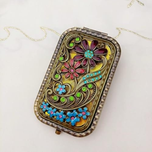Jauhmui Mini Retro Taschenspiegel Klappbarer Handspiegel für Damen Kosmetik (A)